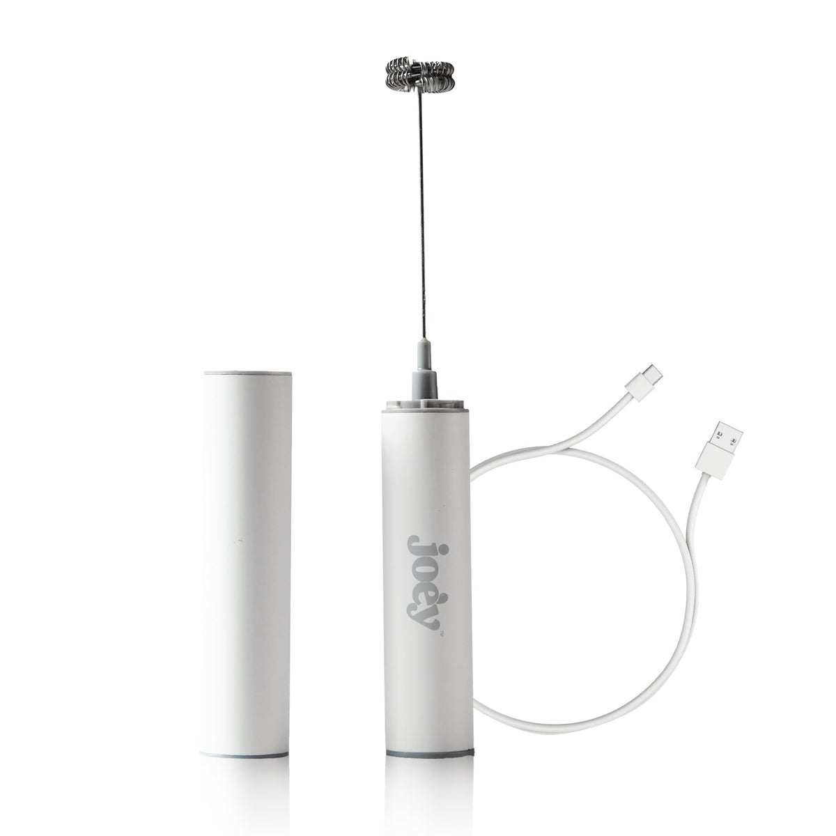Joey Electric Milk Frother dual speed creates velvety foam for lattes