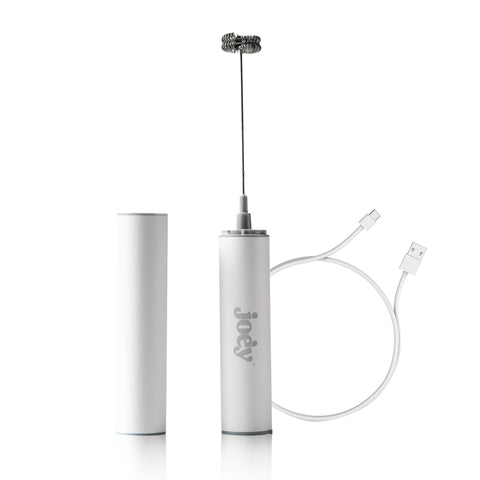 Joey Electric Milk Frother dual speed creates velvety foam for lattes