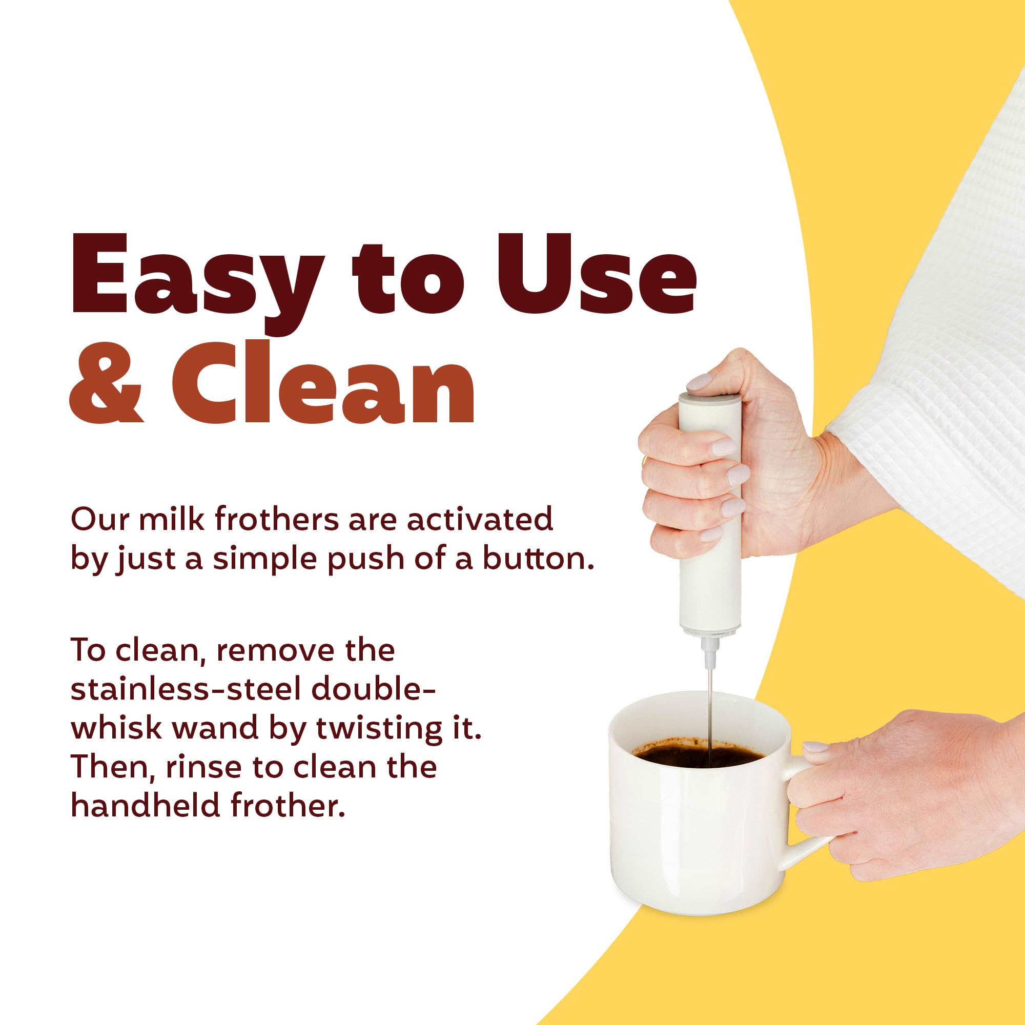 Joey Electric Milk Frother creates creamy foam for cappuccinos and hot chocolate