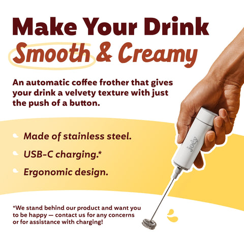 Joey Electric Milk Frother stainless steel wand with double whisk
