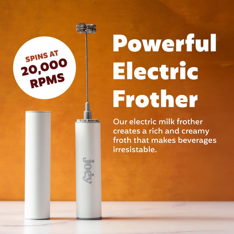 Joey Electric Milk Frother USB rechargeable for cordless foaming
