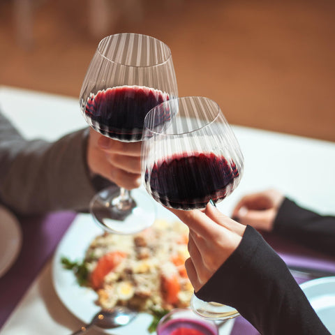 Joeyan crystal wine glasses reflection captures ambient light