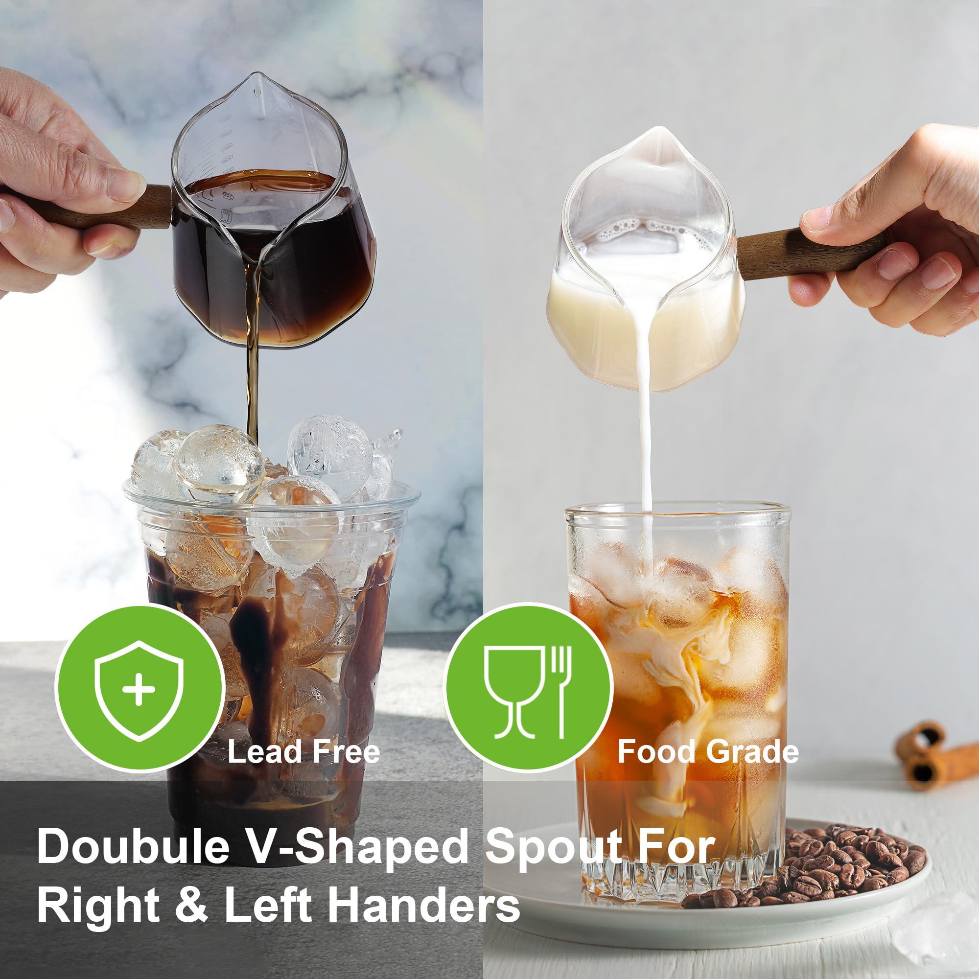 Joeyan dual-scale design shows ounces and milliliters for easy measurements