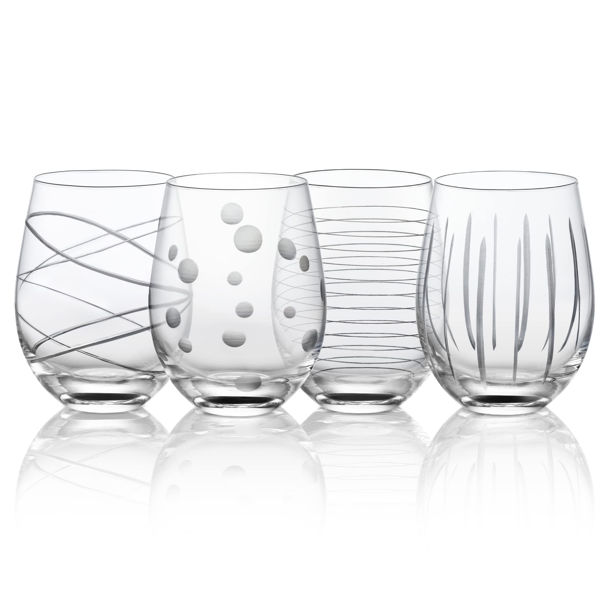 Joeyan hand blown etched wine glass front view showcases unique craftsmanship.