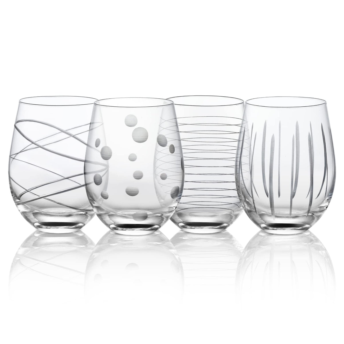 Joeyan hand blown etched wine glass front view showcases unique craftsmanship.