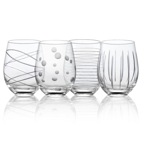 Joeyan hand blown etched wine glass front view showcases unique craftsmanship.
