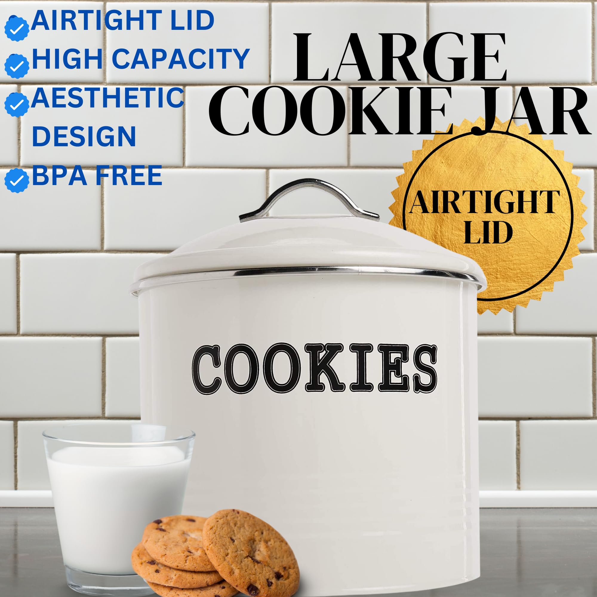 JOEY'Z 1.25 gallon capacity cookie jar holds many cookies for easy access