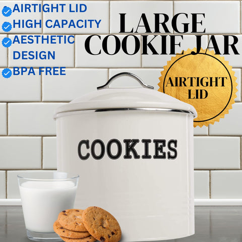 JOEY'Z 1.25 gallon capacity cookie jar holds many cookies for easy access