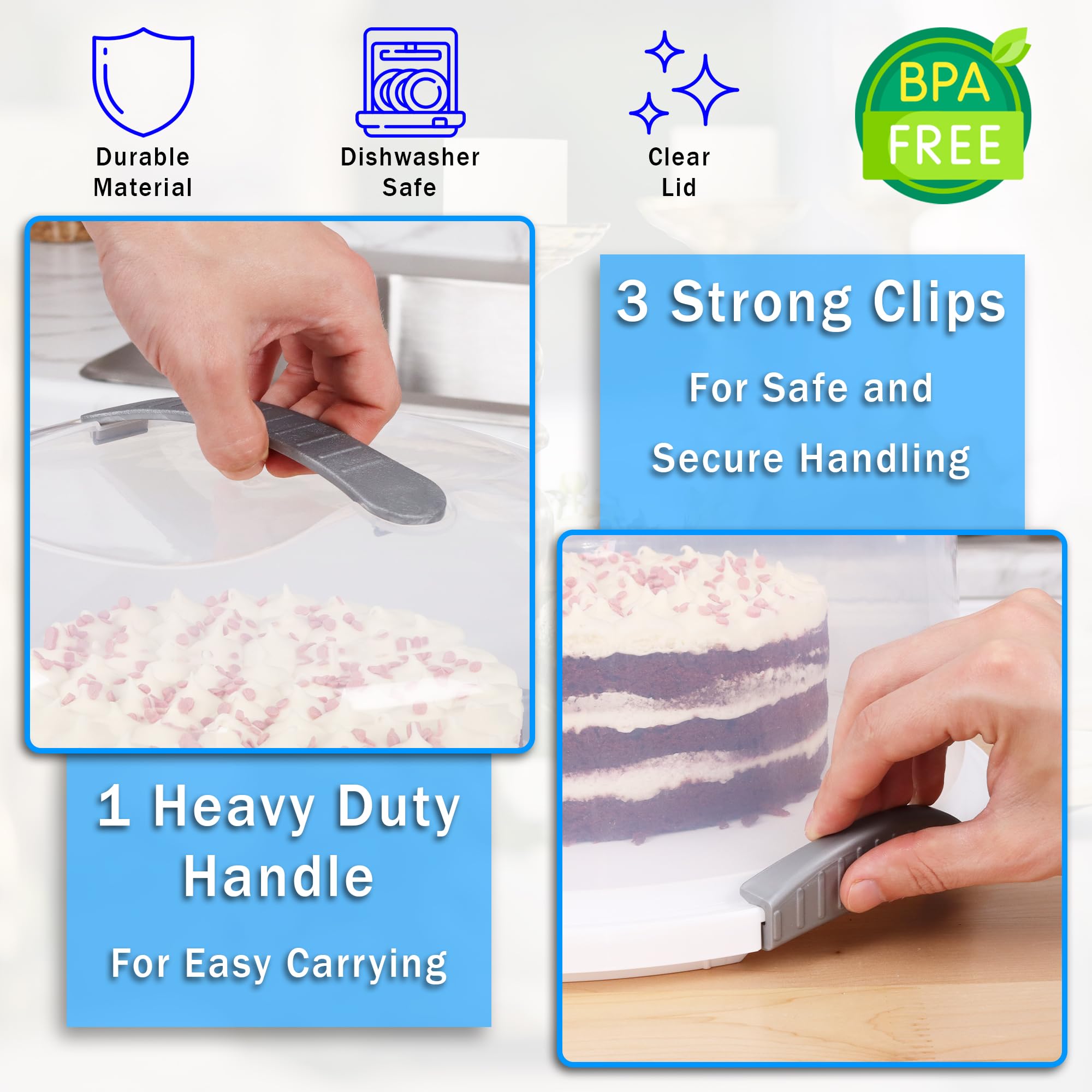 Joey'z clear dome lid with server demonstrates protected transport and visibility.