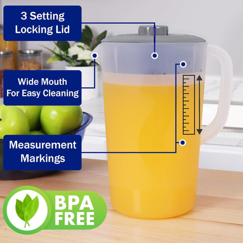 JOEY'Z pitcher pivot-top lid for easy pouring.