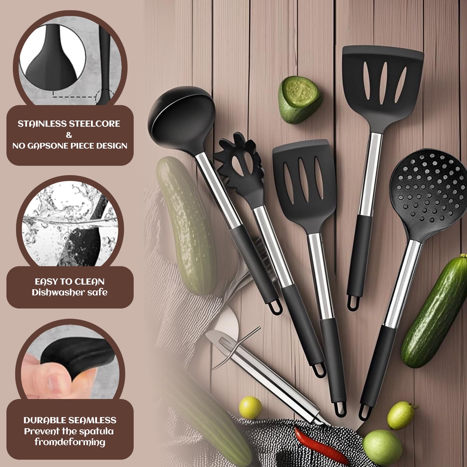 JOFULBOND soft silicone protects pots and pans during stirring