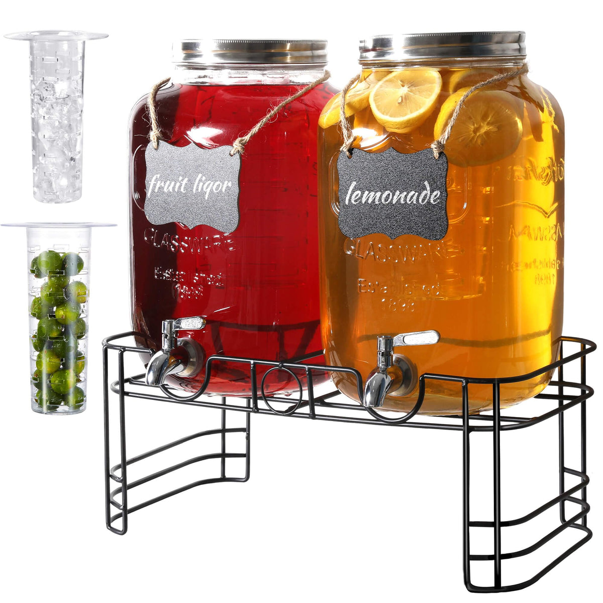 JOFUYU 2-gallon glass drink dispensers add a stylish setup for parties.