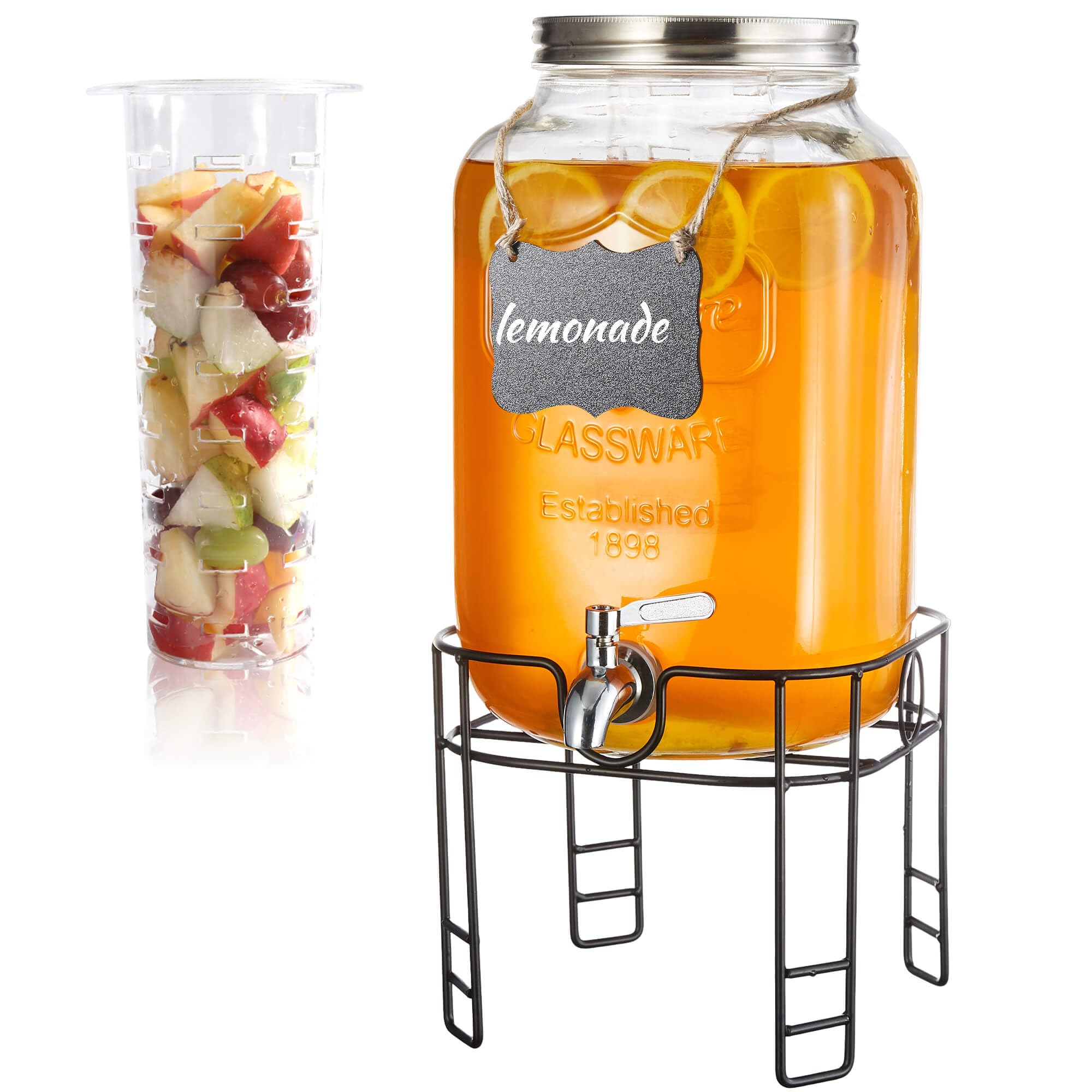 JOFUYU 2-gallon glass drink dispenser with stand for stylish party service