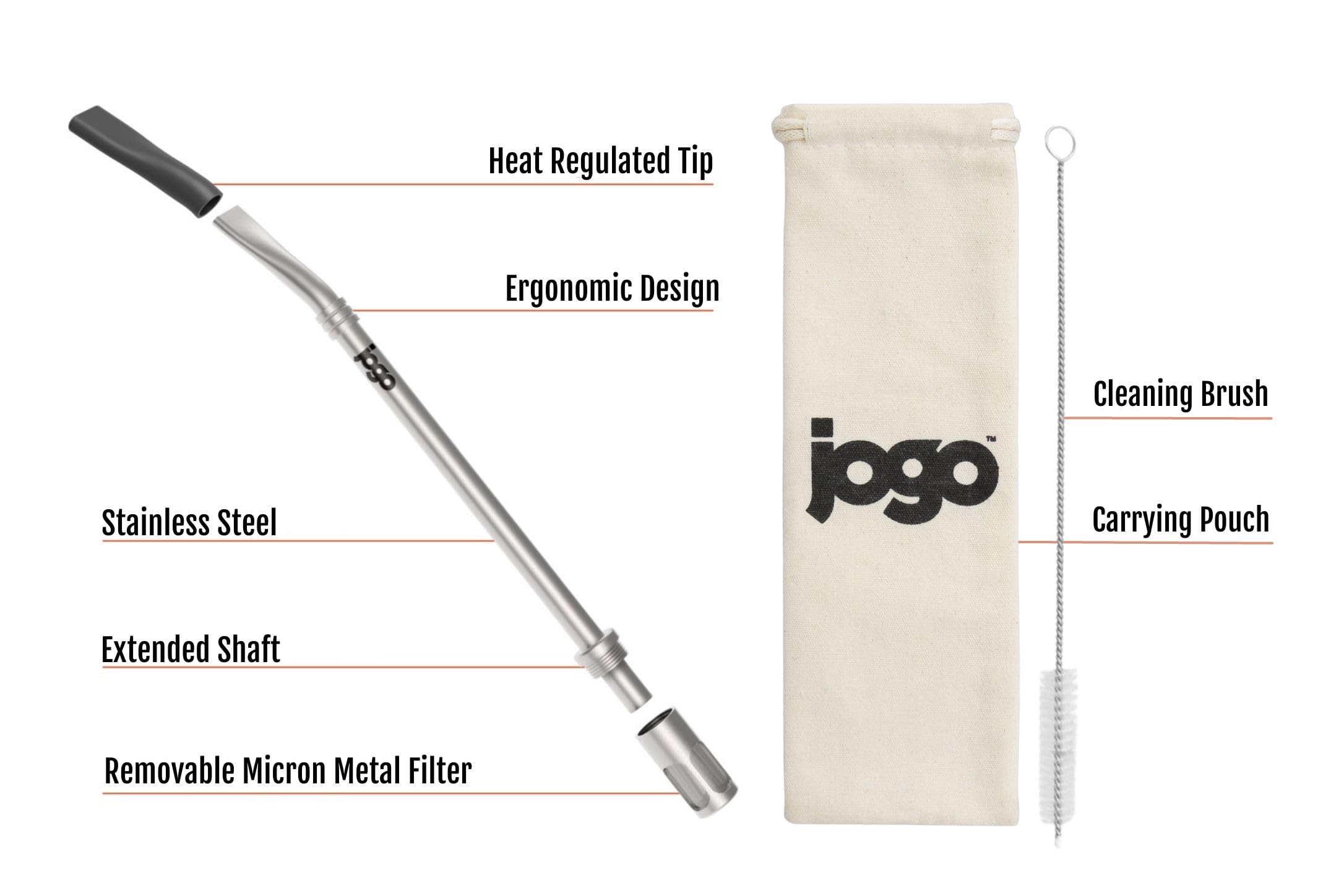 JoGo stainless straw with BPA‑free silicone tip for comfortable sipping