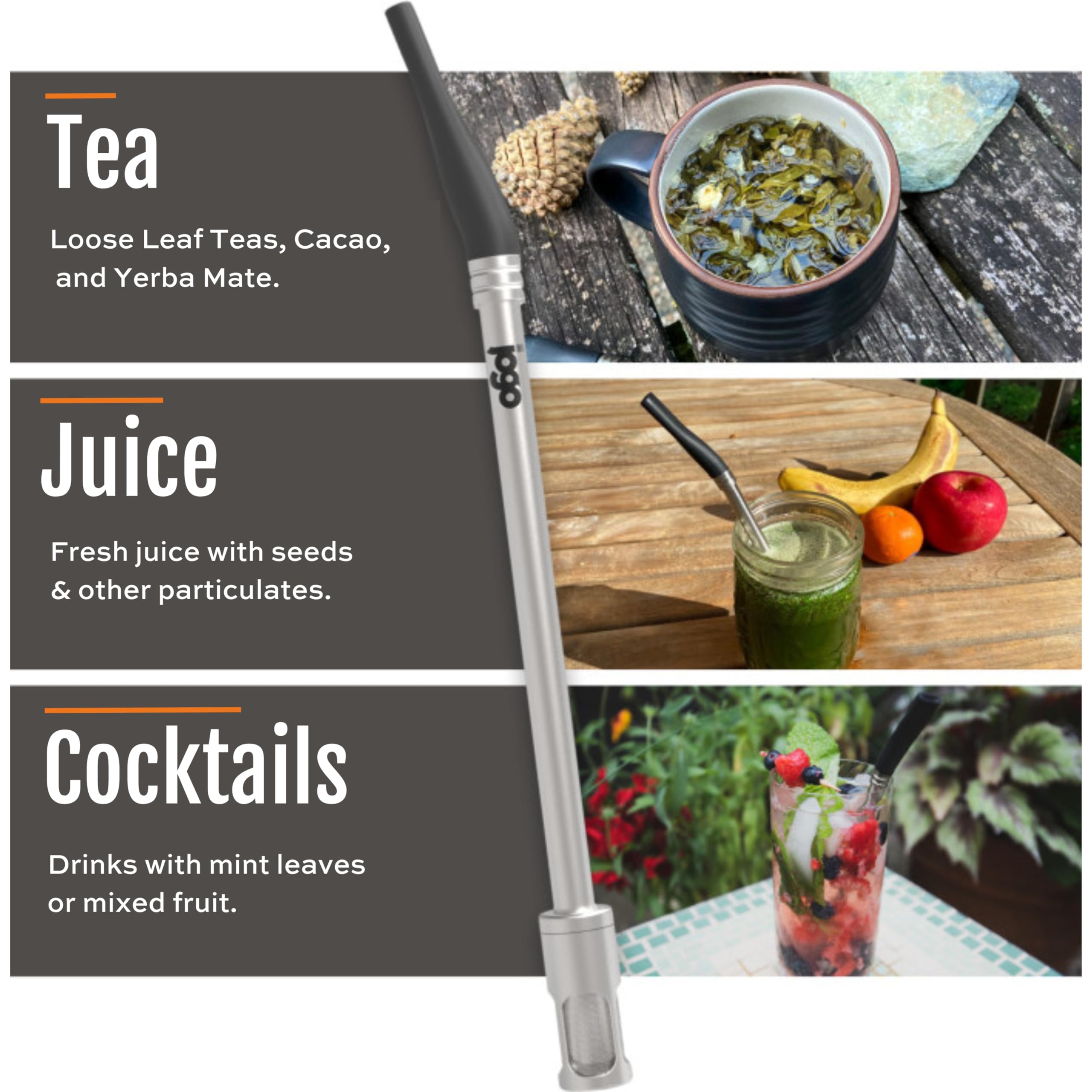 JoGo straw being used with yerba mate for loose leaves