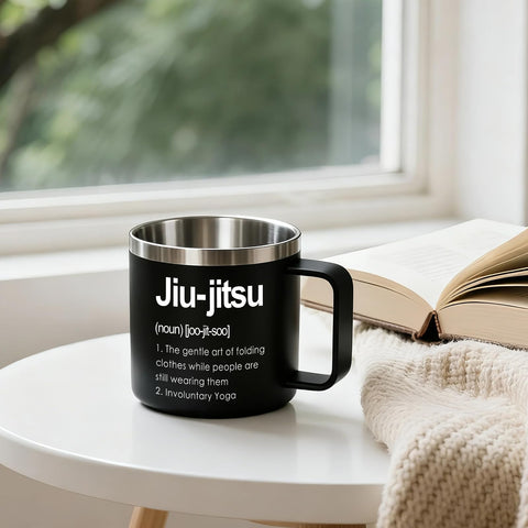 Jogskeor Jiu Jitsu Definition mug handheld use supports quick post-training sips.