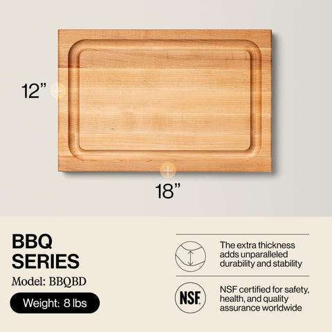 John Boos BBQ Series edge-grain construction supports sturdy, precise chopping.