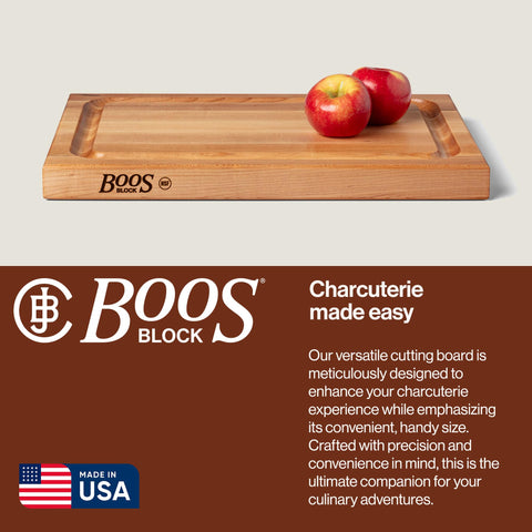 John Boos BBQ Series recessed finger grips for secure grip during use.