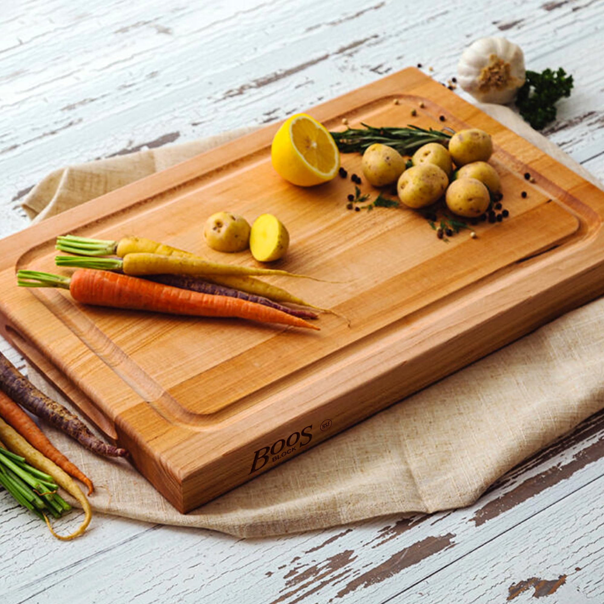 John Boos BBQ Series large cutting board supports charcuterie and family meals.
