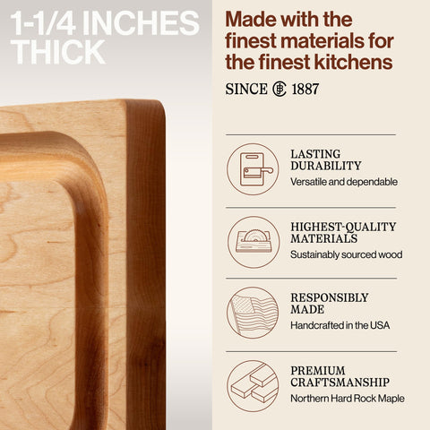 John Boos Chop-N-Slice reversible surface enables two boards in one.