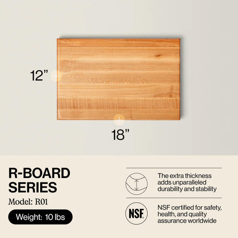 John Boos R-Board edge-grain construction for lasting durability.