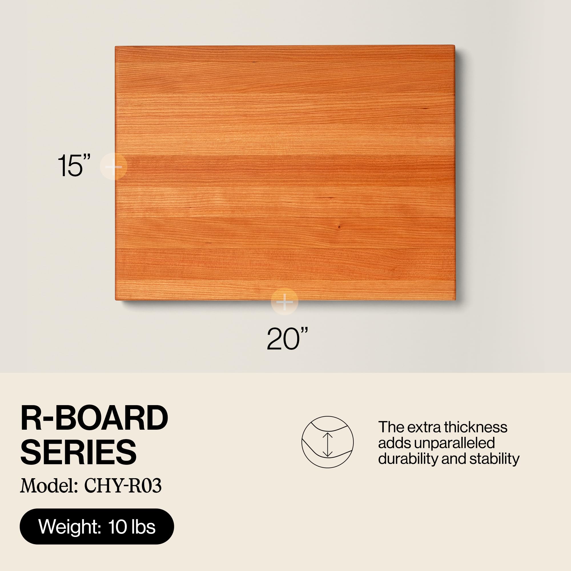 John Boos R-Board edge-grain construction ensures long-lasting durability.