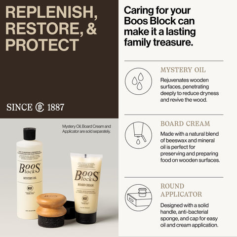 Oil finish preserves John Boos R-Board wood color and texture
