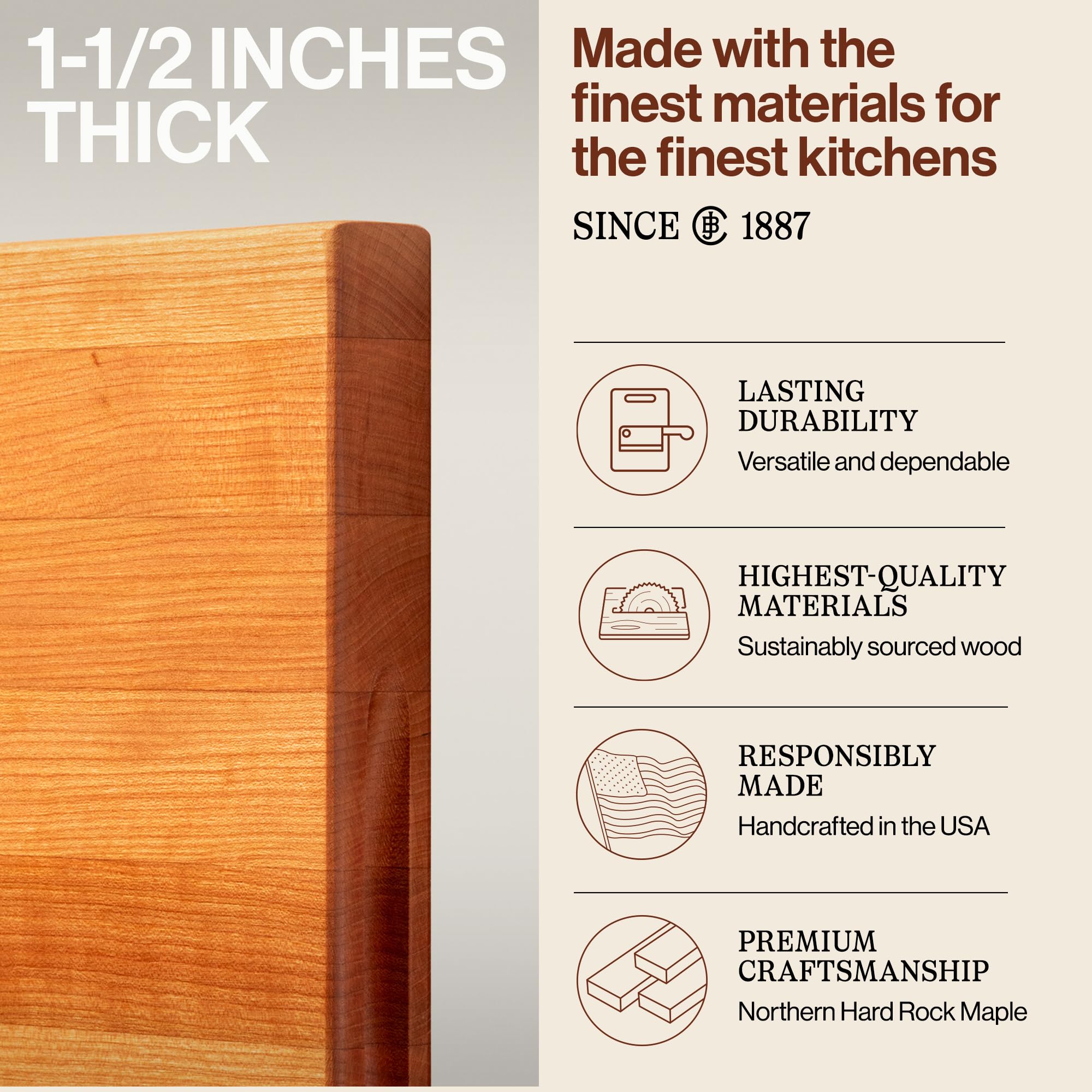 John Boos R-Board reversible sides provide versatile prep options.