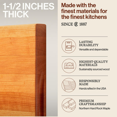 John Boos R-Board reversible sides provide versatile prep options.