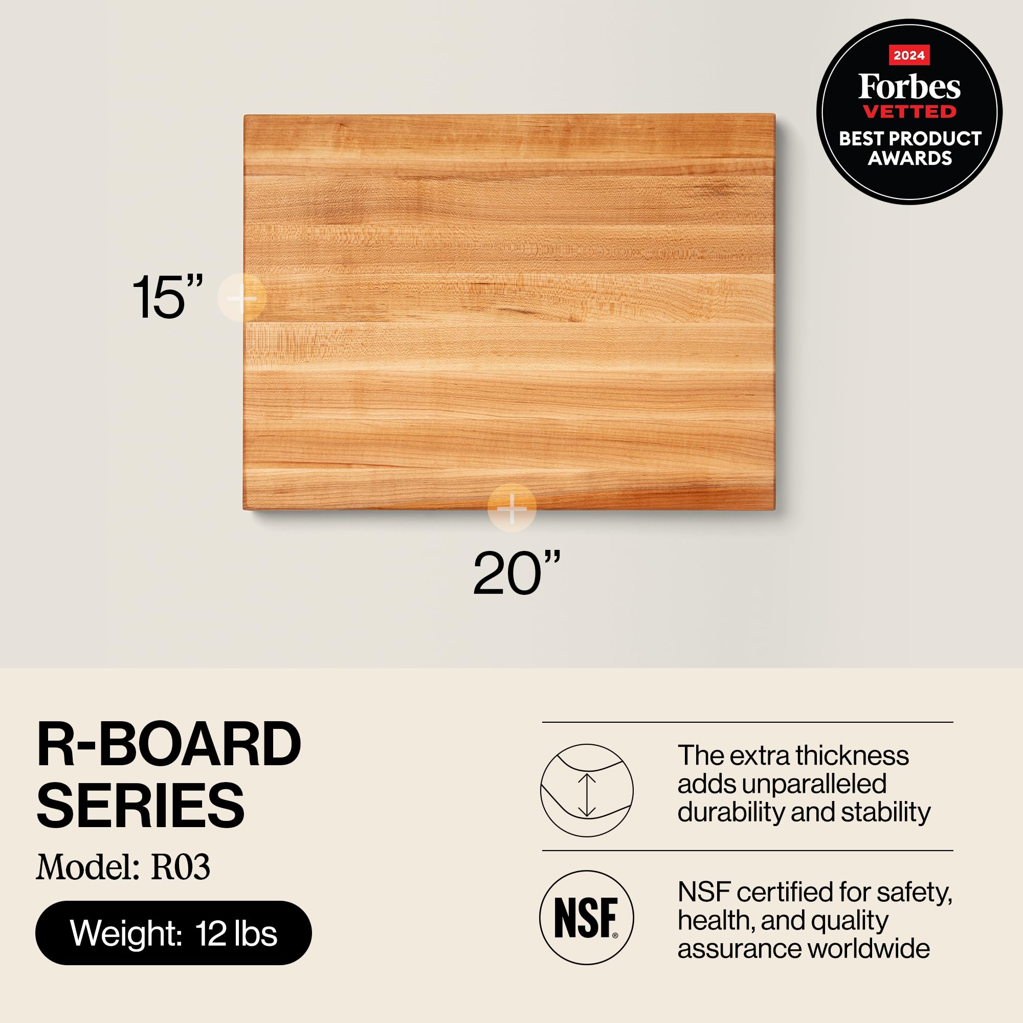 John Boos R-Board showing reversible sides for versatile use