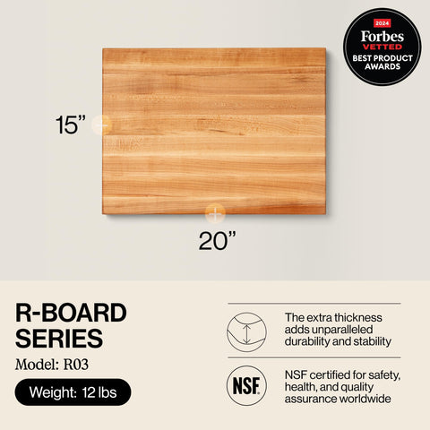 John Boos R-Board showing reversible sides for versatile use