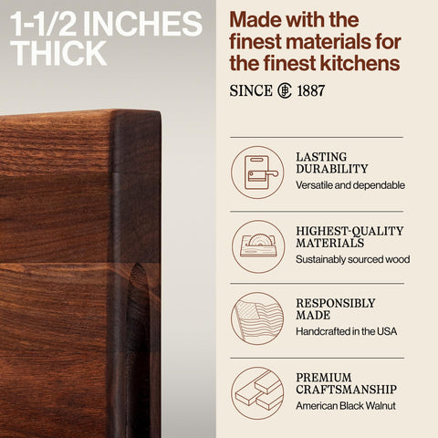 Reversible surface shown on John Boos R-Board walnut cutting board