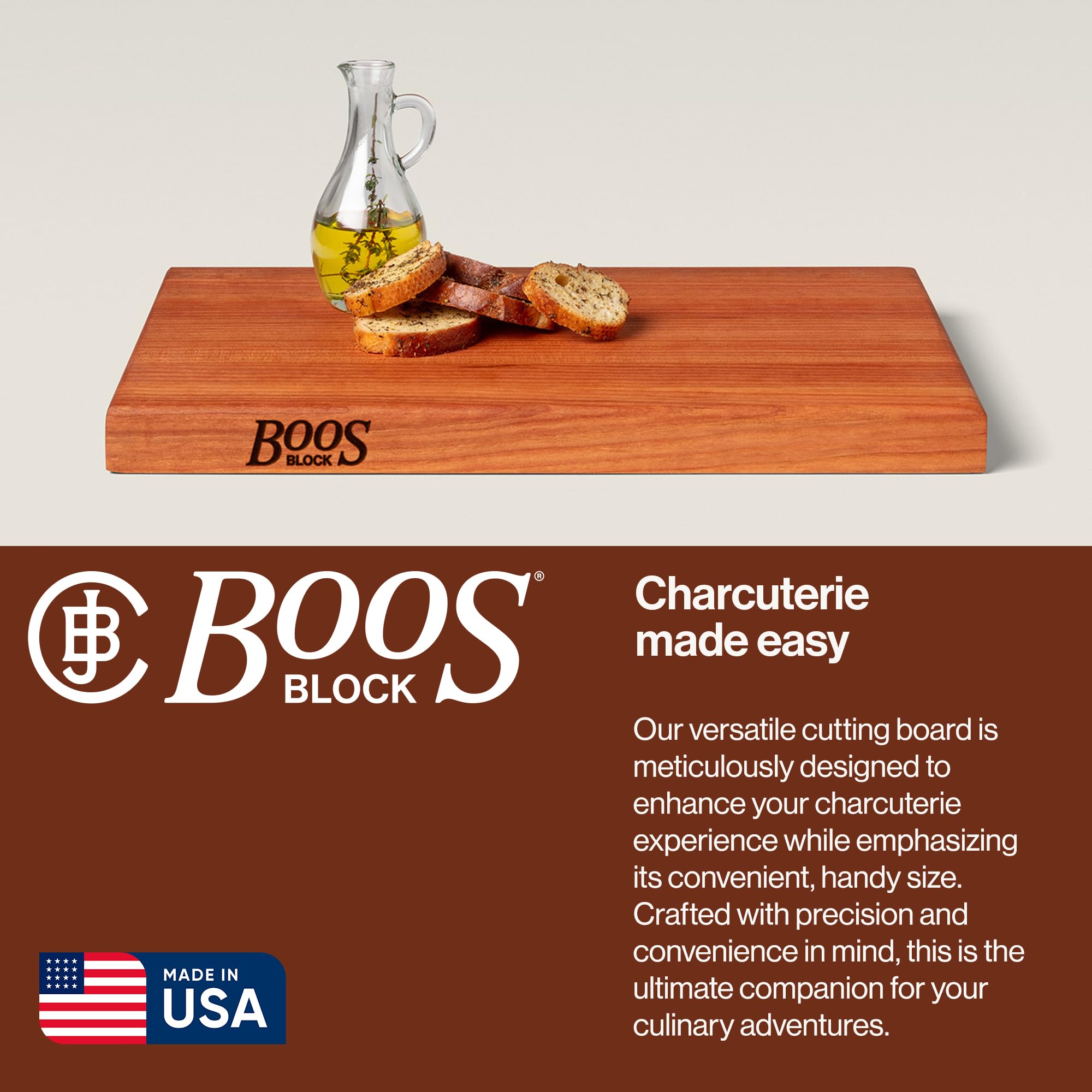 Oil finish close-up on John Boos R-Board cherry cutting board 18x12.
