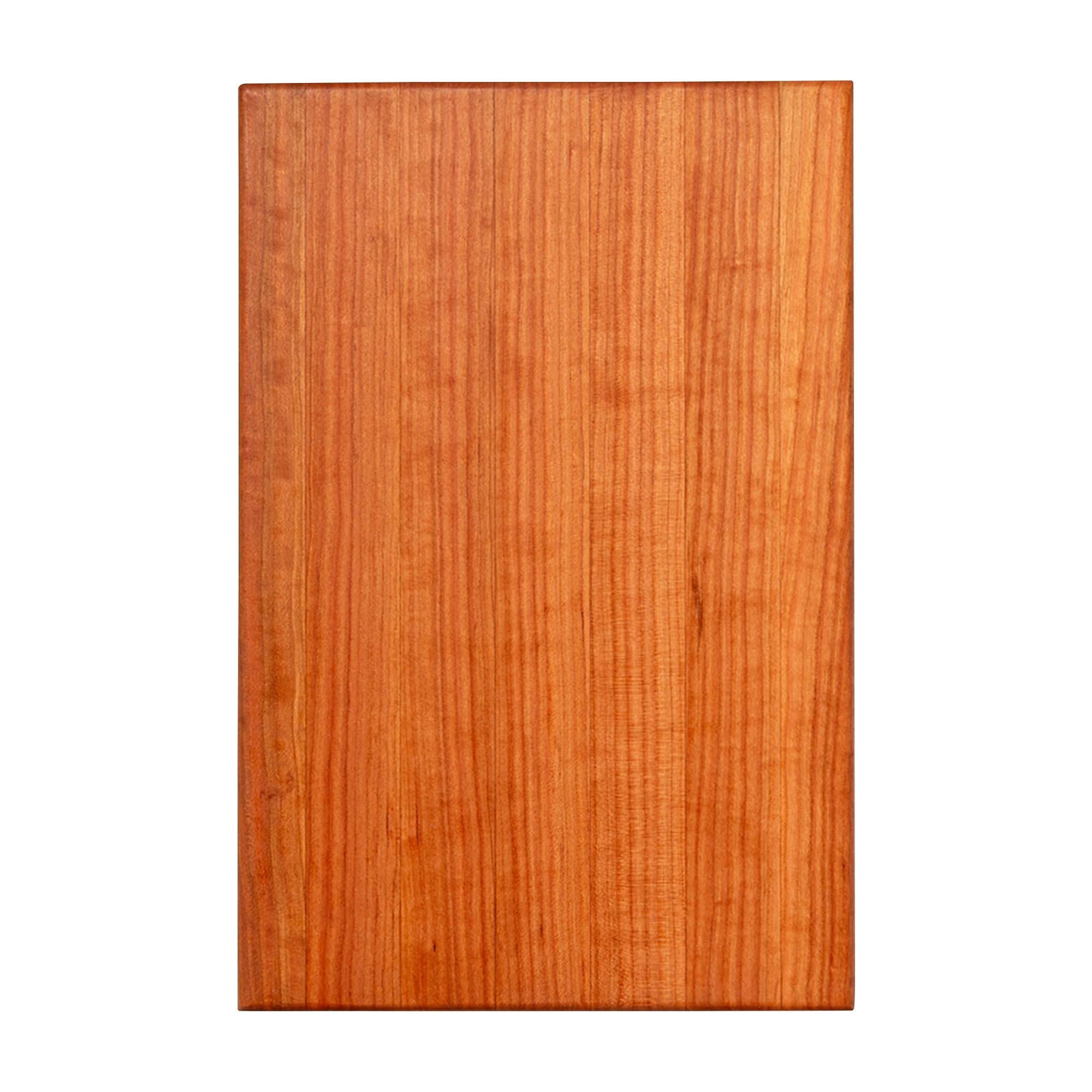 John Boos R-Board cherry cutting board top view with edge-grain for durable slicing.