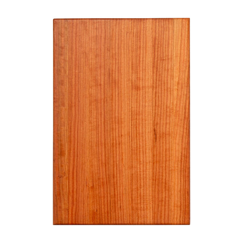 John Boos R-Board cherry cutting board top view with edge-grain for durable slicing.