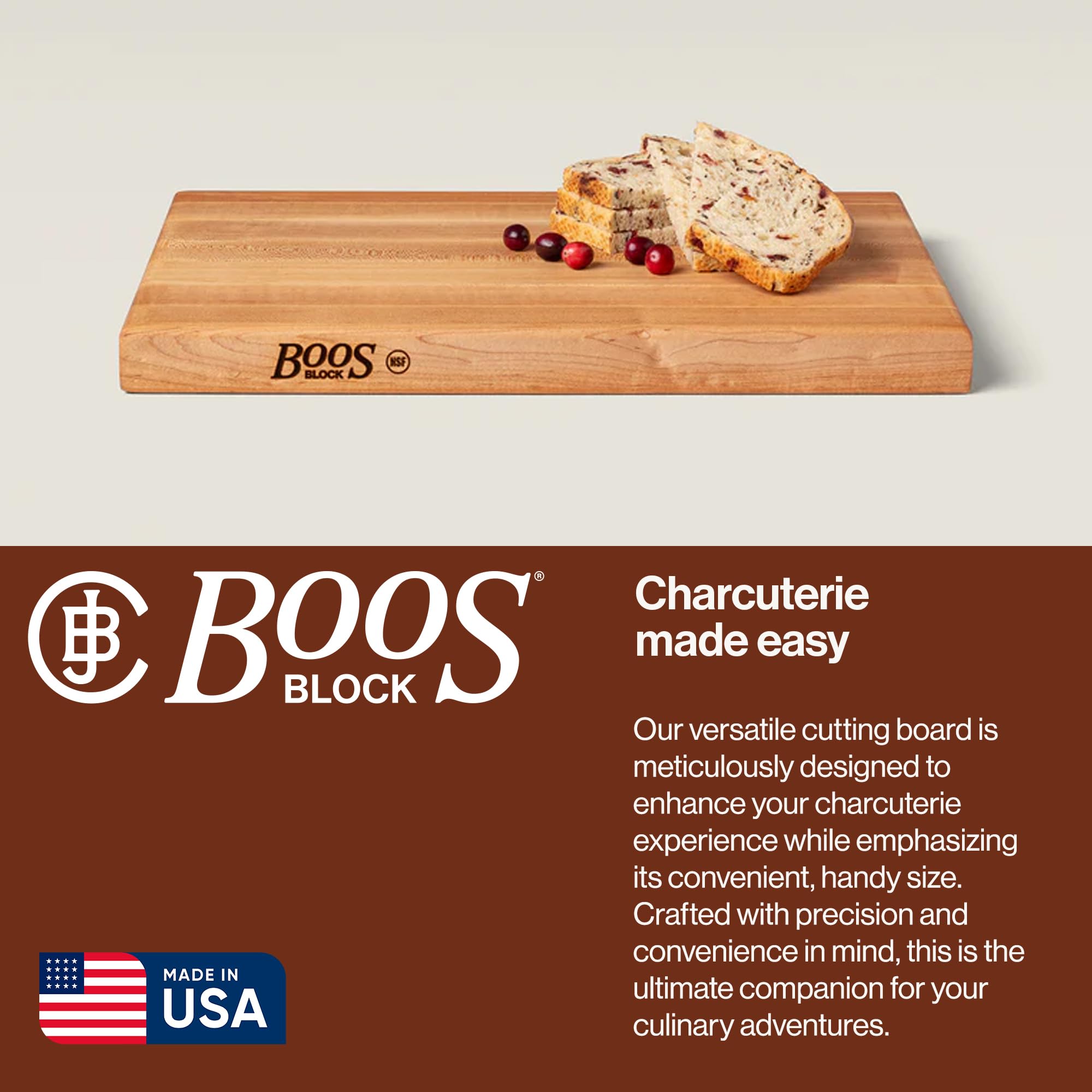 John Boos R-Board recessed finger grips for easy lifting.