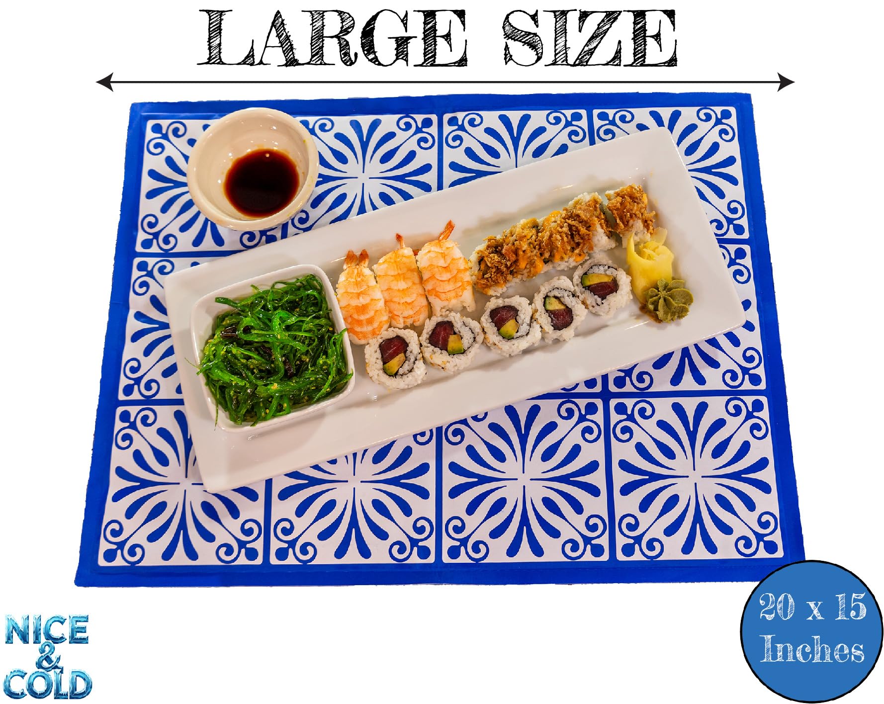 Close-up of the decorative trivet pattern on Johnny World ice mat enhancing presentation