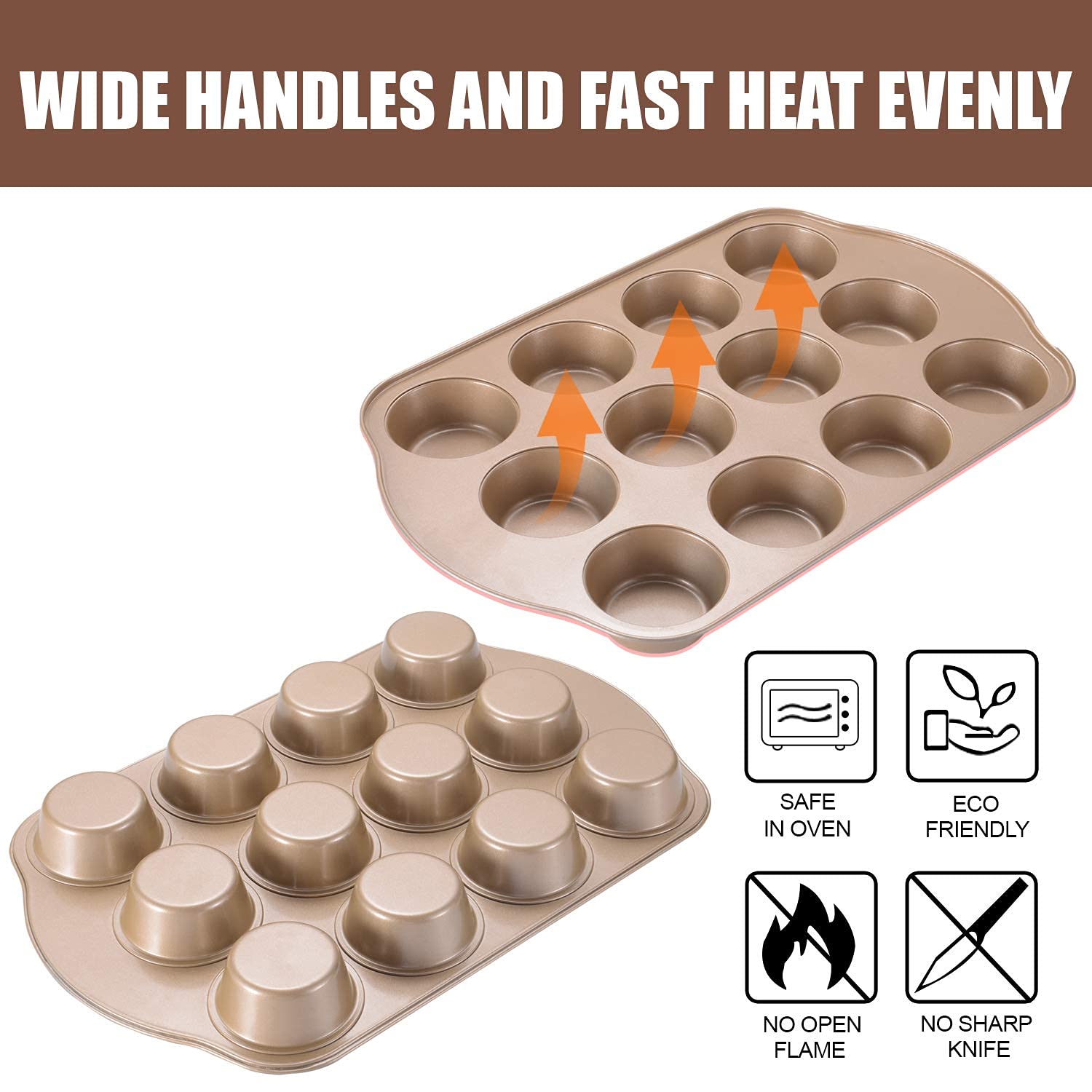 JOHO BAKING oven-safe up to 430°F for cupcakes and bites.