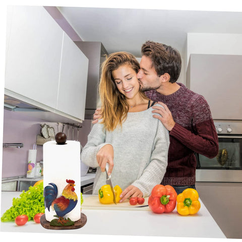 Johoxton rooster paper towel holder kept on countertop for easy towel access