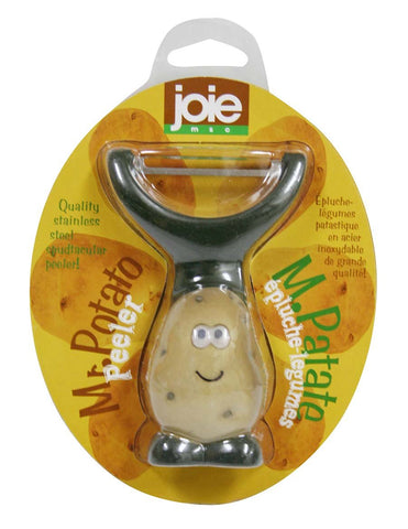 Joie Mr Potato Y-Shaped Peeler blade detail shows durable stainless steel for safer peeling.