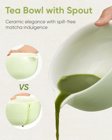 Joiish 18oz ceramic matcha bowl interior view for multiple servings