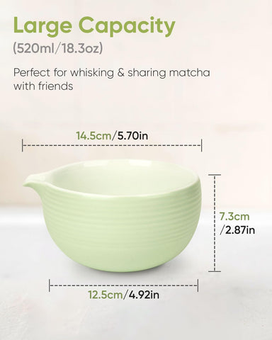 Joiish matcha bowl with chasen resting beside for ceremonial whisking