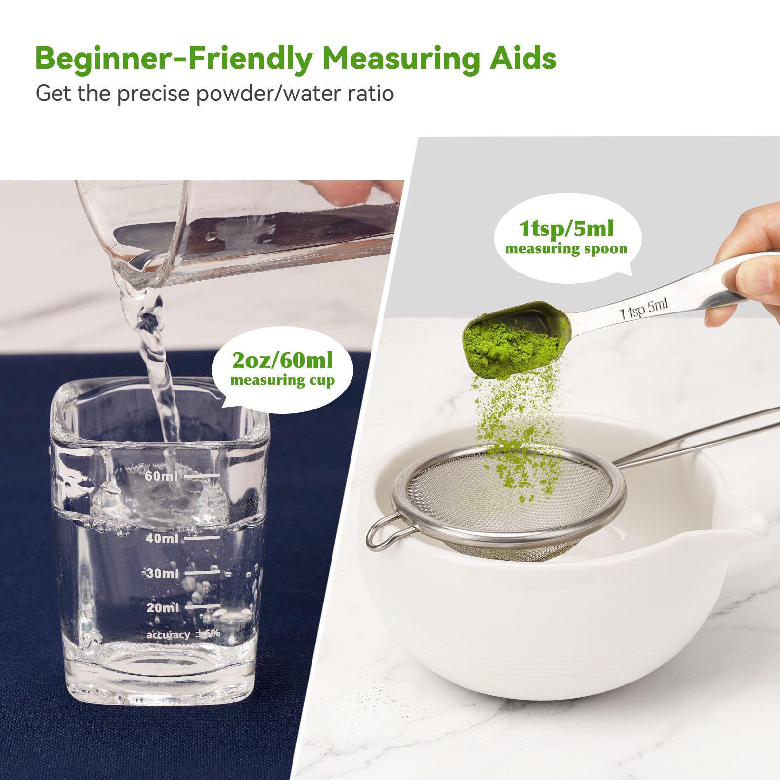 Joiish 96-bristle bamboo whisk for rich, frothy matcha texture.
