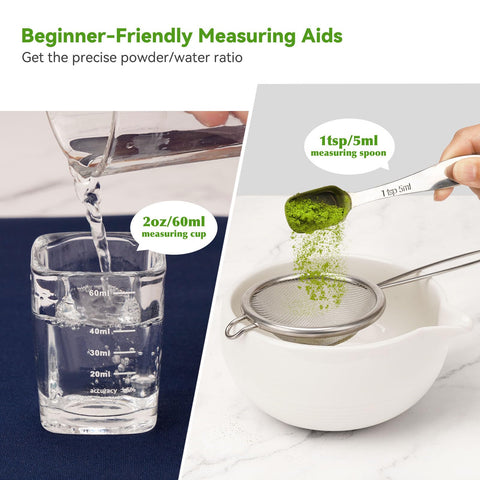 Joiish 96-bristle bamboo whisk for rich, frothy matcha texture.