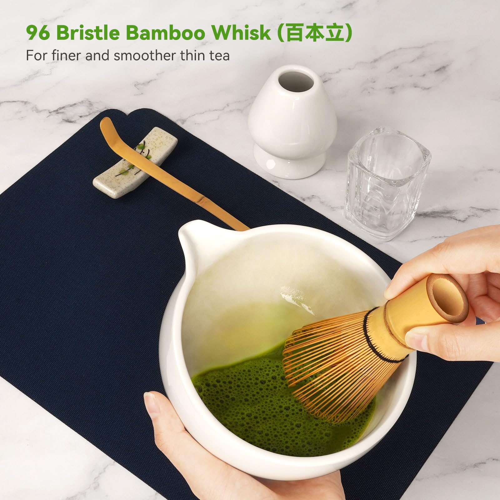 Joiish bamboo scoop (Chashaku) for accurate powder portions.