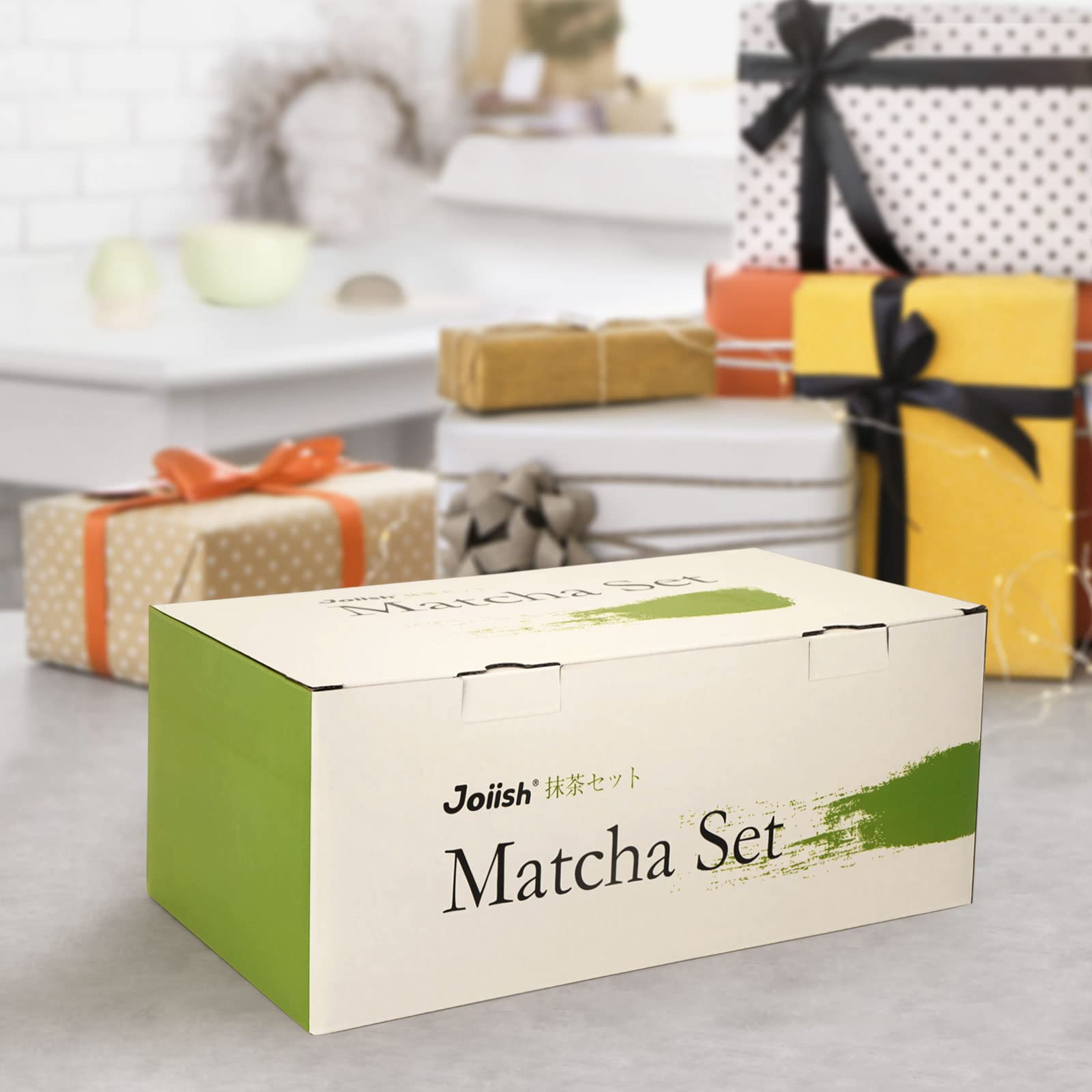 Joiish gift edition matcha kit presented in vibrant packaging.