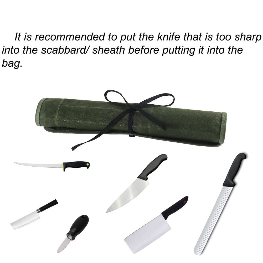 JOINDO knife roll bag green showing bottom flap security for travel.