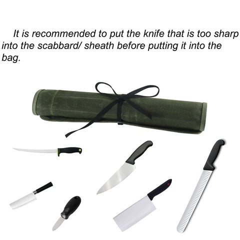 JOINDO knife roll bag green showing bottom flap security for travel.