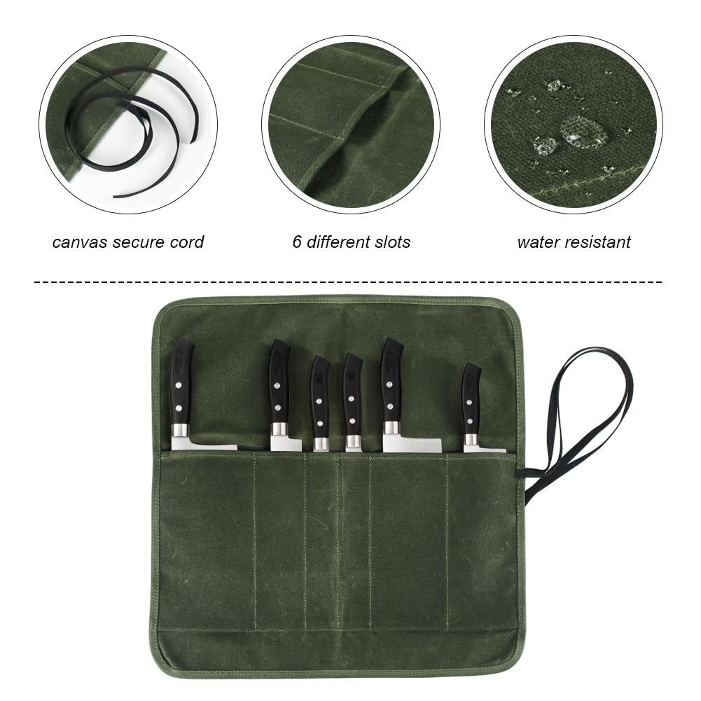 JOINDO knife roll bag green folded compact design for easy storage.