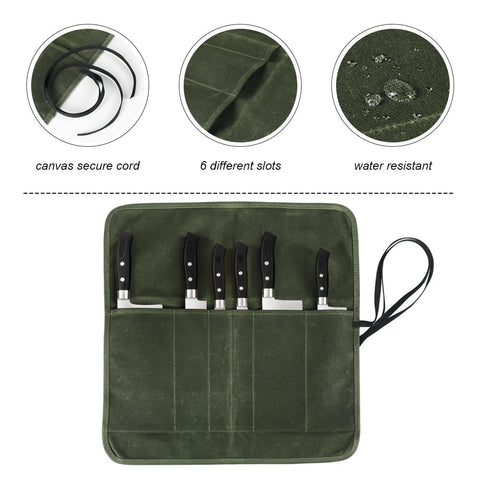 JOINDO knife roll bag green folded compact design for easy storage.